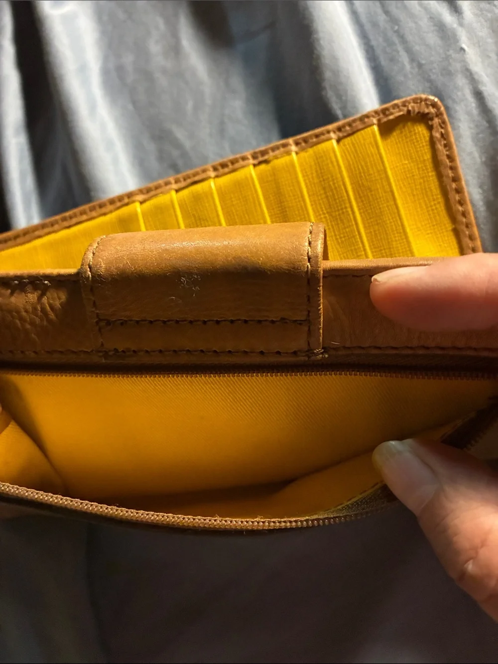 Fossil Leather Snap Continental Wallet in Cognac Brown
